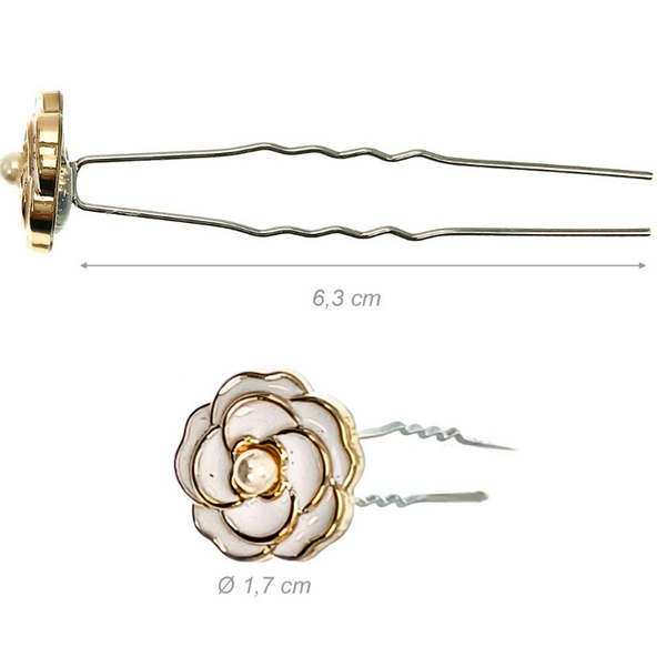 Pins Camelia Blanche et Perle Flamenco Girardi 3pcs