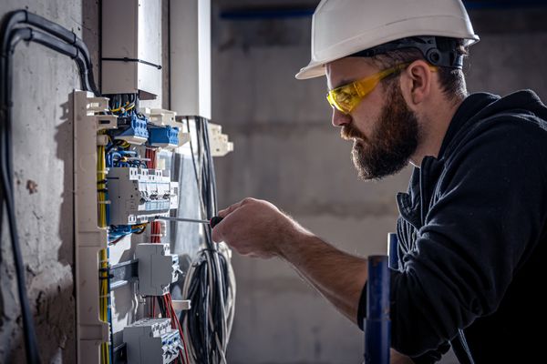 Elektrische afwerking op een werf