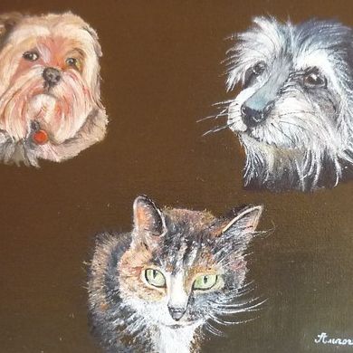 Les animaux de M et C - Peinture à l’huile - Aurore Collard