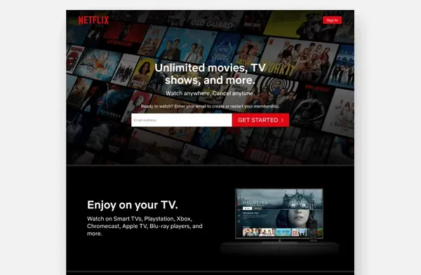 NETFLIX - Landing page